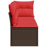 vidaXL Canapé de jardin avec coussins 3 places en résine tressée marron