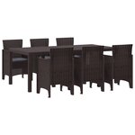 vidaXL Ensemble de Salle à Manger de Jardin de 7 Pièces avec Coussins Marron Rattan Synthétique