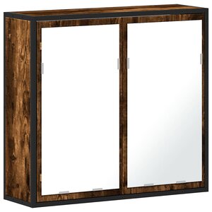 vidaXL Armoire à miroir de salle de bain chêne fumé bois d’ingénierie
