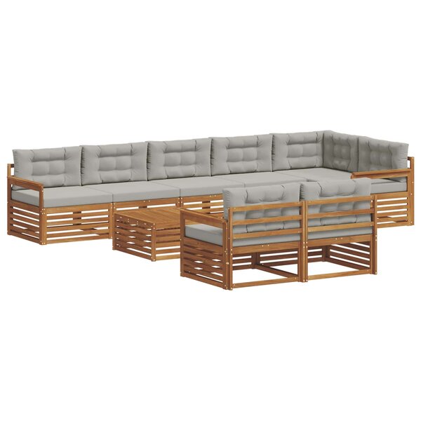 vidaXL Ensemble de canapés d'extérieur 9 pc Gris Naturel et Clair