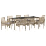 vidaXL Ensemble de salle à manger de jardin 9 pièces Beige en poly rotin