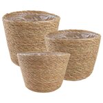 vidaXL Paniers à plantes en herbe de mer 3 Pièces Naturel Ø26 x 19 cm