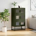 vidaXL Buffet haut vert olive 68x39x123 cm acier