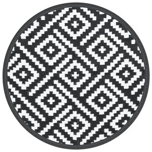 vidaXL Tapis d'extérieur blanc et noir Ø200 cm PP