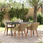 vidaXL Ensemble de salle à manger pour jardin 5 Pièces Beige polyrotin