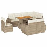 vidaXL Salon de jardin avec coussins 9 Pièces beige résine tressée