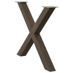 vidaXL Pieds de table à manger en forme de X  3 pièces  acier naturel  90 x (72-73) cm
