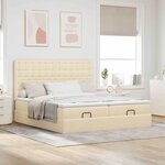 VidaXL Cadre de lit ottoman avec matelas crème 200x200cm tissu
