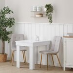 Table de salle à manger 90×60 cm blanche avec 2 chaises en velours crème