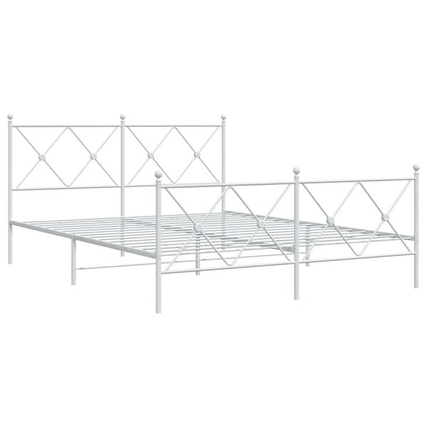 vidaXL Cadre de lit métal avec tête de lit/pied de lit blanc 150x200cm