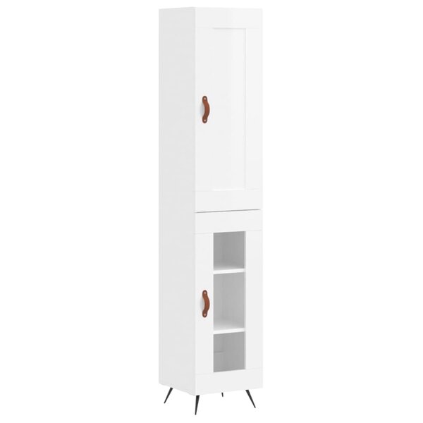 vidaXL Buffet haut Blanc brillant 34 5x34x180 cm Bois d'ingénierie