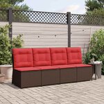 vidaXL Canapé de jardin avec coussin Marron et rouge polyrotin