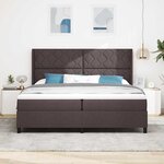 vidaXL Lit à ressort LED avec matelas Marron foncé 200 x 200 cm tissu