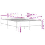 vidaXL Cadre de lit chêne sonoma 140x190 cm bois d'ingénierie et métal