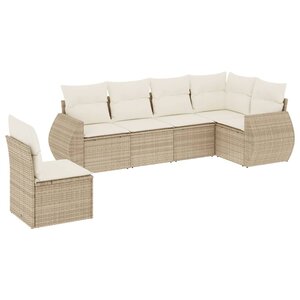 vidaXL Salon de jardin avec coussins 6 Pièces beige résine tressée