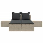 vidaXL Chaise longue double avec coussins gris clair résine tressée