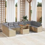 vidaXL Ensemble de canapé de jardin 11 Pièces Beige Poly rotin