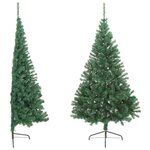 vidaXL Sapin de Noël artificiel moitié avec support vert 210 cm PVC
