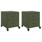 vidaXL Tables de chevet 2 Pièces vert olive 36x39x43 5 cm acier