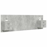 vidaXL Tête de lit avec armoires Gris béton Bois d'ingénierie