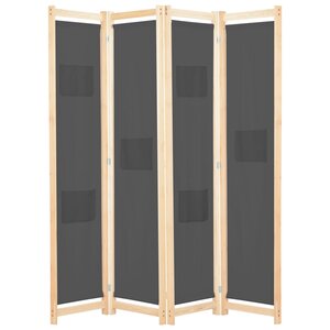 vidaXL Cloison de séparation 4 panneaux Gris 160x170x4 cm Tissu