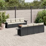 vidaXL Salon de jardin 9 Pièces avec coussins noir résine tressée
