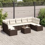 vidaXL Ensemble de canapé de jardin 8 pièces avec coussins marron en poly rotin