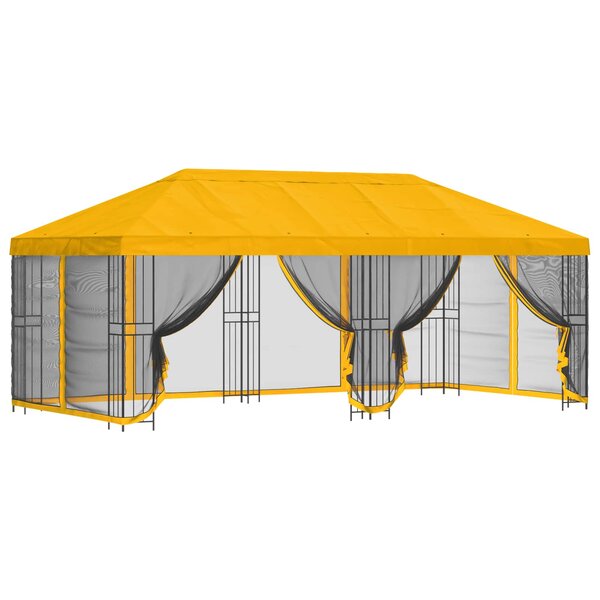 vidaXL Gazebo avec murs latéraux 6 x 3 m Jaune Polyester et Acier