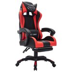 Chaise fauteuil siège pivotante de bureau informatique étude de jeux vidéo avec LED RVB et similicuir rouge 02_0024213