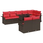 vidaXL Ensemble de canapé de jardin 9 Pièces Marron Poly Rattan