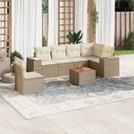 vidaXL Salon de jardin avec coussins 7 Pièces beige résine tressée
