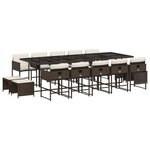 vidaXL Ensemble à manger de jardin avec coussins 15 Pièces marron rotin