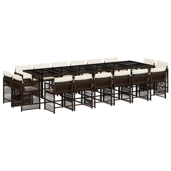 vidaXL Ensemble à manger de jardin et coussins 17 Pièces marron rotin