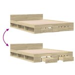 vidaXL Cadre de lit avec tiroirs sans matelas chêne sonoma 160x200 cm