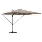 vidaXL Parasol déporté Roma avec LEDs - Taupe (286 x 285 x 270 cm) - Aluminium