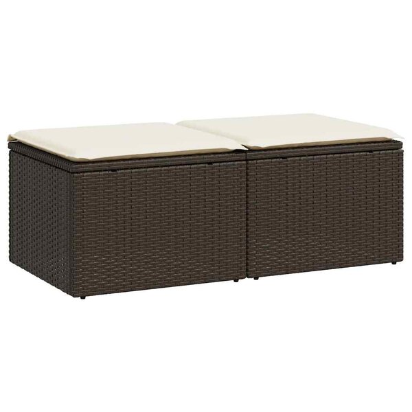 vidaXL Salon de jardin avec coussins 2Pièces marron résine tressée acacia