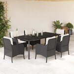 vidaXL Ensemble à manger de jardin coussins 7Pièces Noir Résine tressée