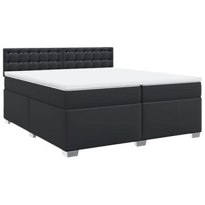vidaXL Sommier à lattes de lit avec matelas Noir 200x200 cm Similicuir
