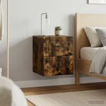 vidaXL Cabinet de chevet mural 2 pc Chêne fumé 34 5 x 33 x 40 cm
