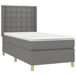 vidaXL Sommier à lattes de lit matelas LED Gris foncé 100x200 cm Tissu