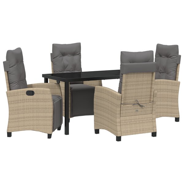 vidaXL Ensemble de jardin 5 pièces beige poly rattan