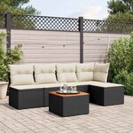 vidaXL Salon de jardin 6 Pièces avec coussins noir résine tressée