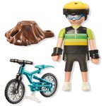 PLAYMOBIL 71756 - Cycliste avec vélo tout terrain et souche d'arbre