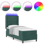 vidaXL Lit à Ressorts avec Matelas LED Vert foncé 80 x 200 cm Velours