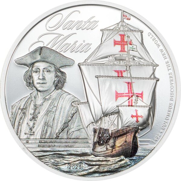 Pièce de monnaie en Argent 5 Dollars g 31.1 (1 oz) Millésime 2026 Legends of the Seas SANTA MARIA