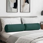 vidaXL Coussins d'accent 2 Pièces Vert foncé Ø 25 x 70 cm tissu