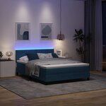 vidaXL Lit à ressort LED avec matelas Bleu foncé 140 x 190 cm Velours