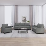 vidaXL Ensemble de canapés 3 Pièces avec coussins Gris foncé Tissu