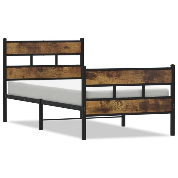 vidaXL Cadre de lit en métal sans matelas chêne fumé 75x190 cm