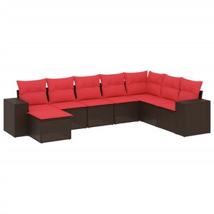 vidaXL Salon de jardin 8 Pièces avec coussins marron résine tressée